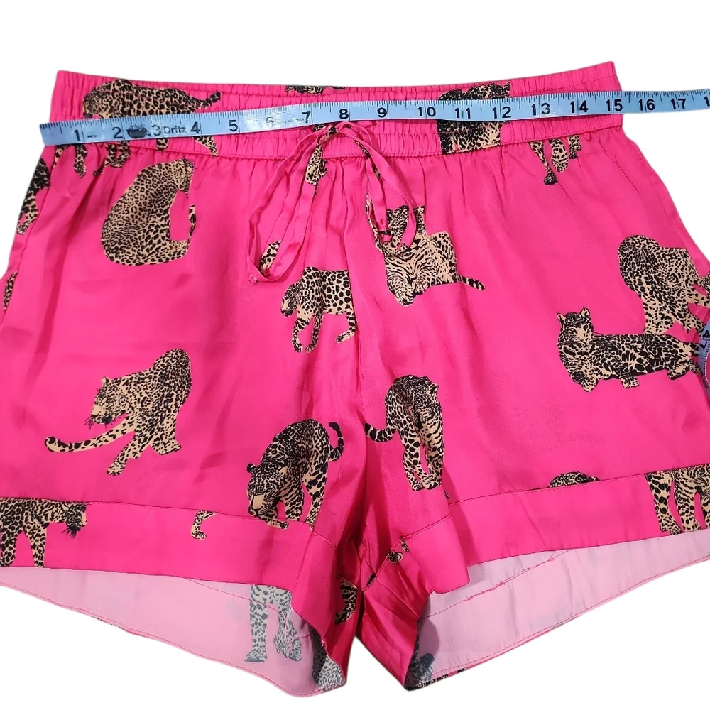 Show Me Your MUMU Early Riser PJ Shorts In Fuchsia Feline Print. S - Picture 5 of 9